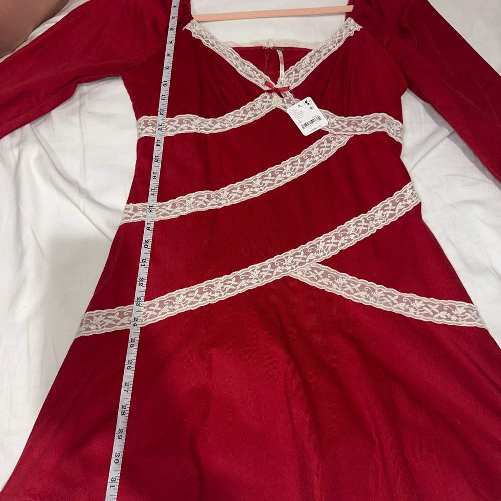 Free People Red Dress with White Lace Detail - Picture 4 of 8
